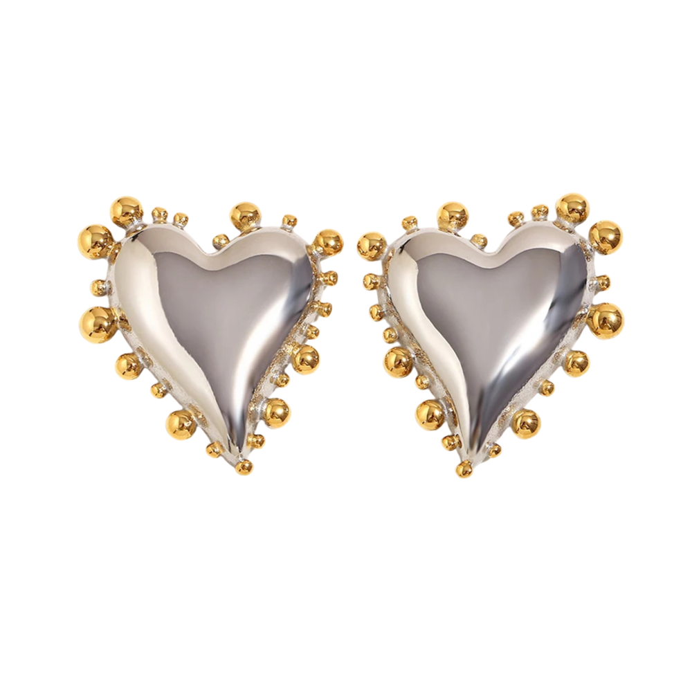 Boucles d'Oreilles Coeur Bicolore
