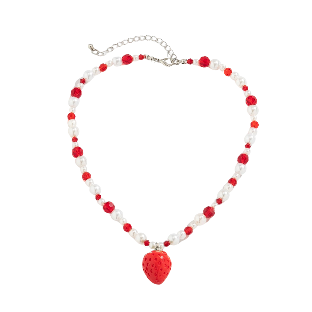 Collier Perles Fraise