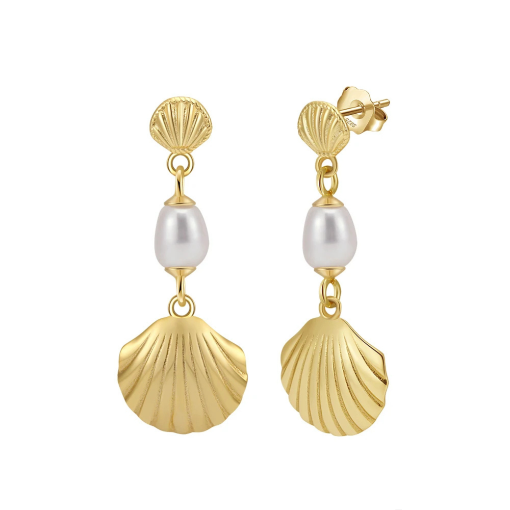 Boucles d'Oreilles Coquillage Perle