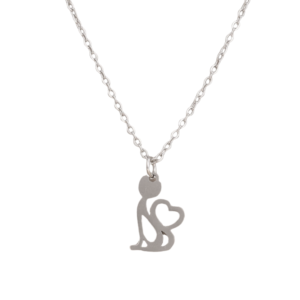 Collier Pendentif Chat Coeur argent