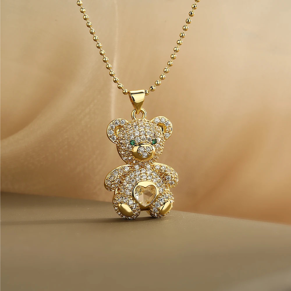 Collier Ours Cœur or