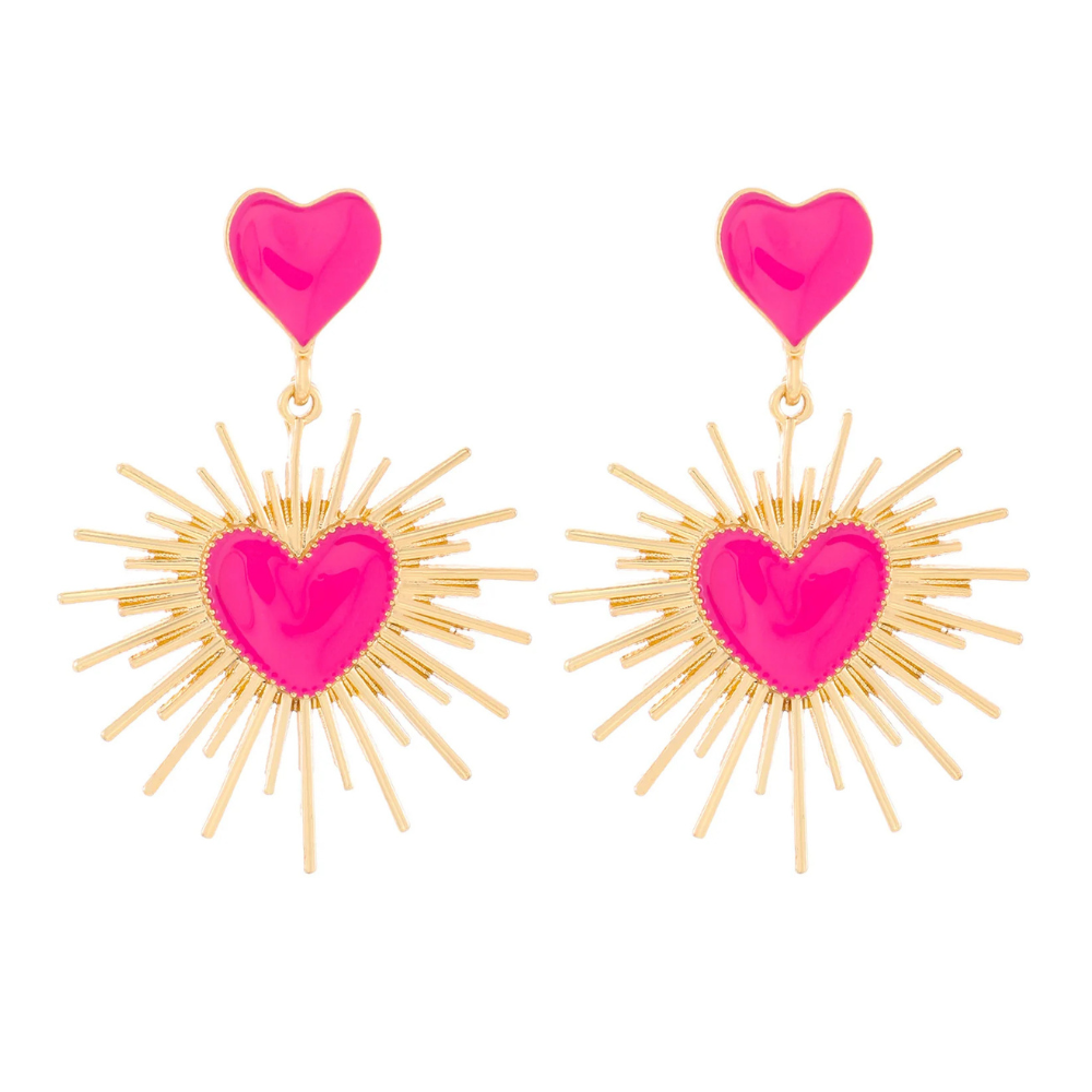 Boucles d'Oreilles Coeur Soleil Rose