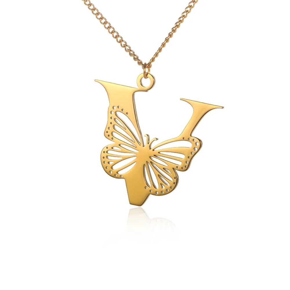 Collier Initiale Papillon v