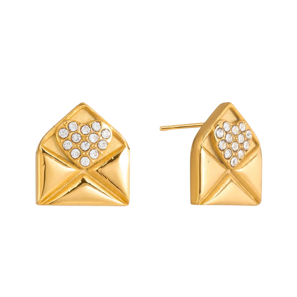Boucles d'Oreilles Enveloppe Strass