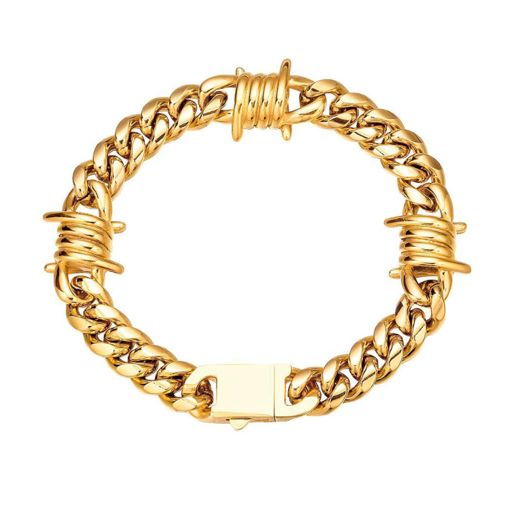 Gros Bracelet Barbelé or