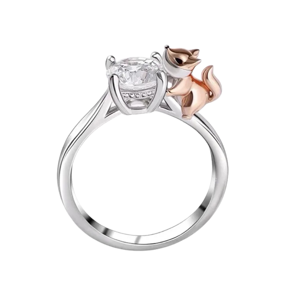 Bague Solitaire et petit Renard