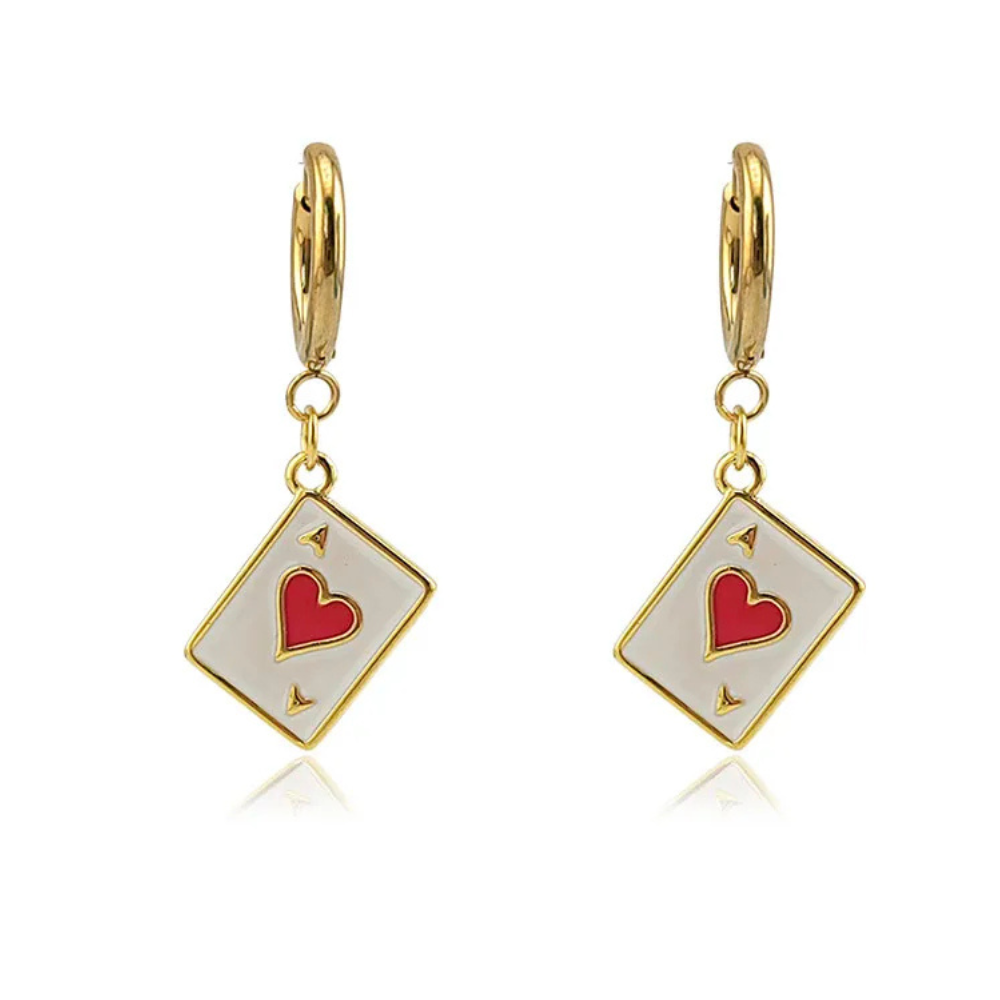 Boucles d'Oreilles Carte As de Cœur