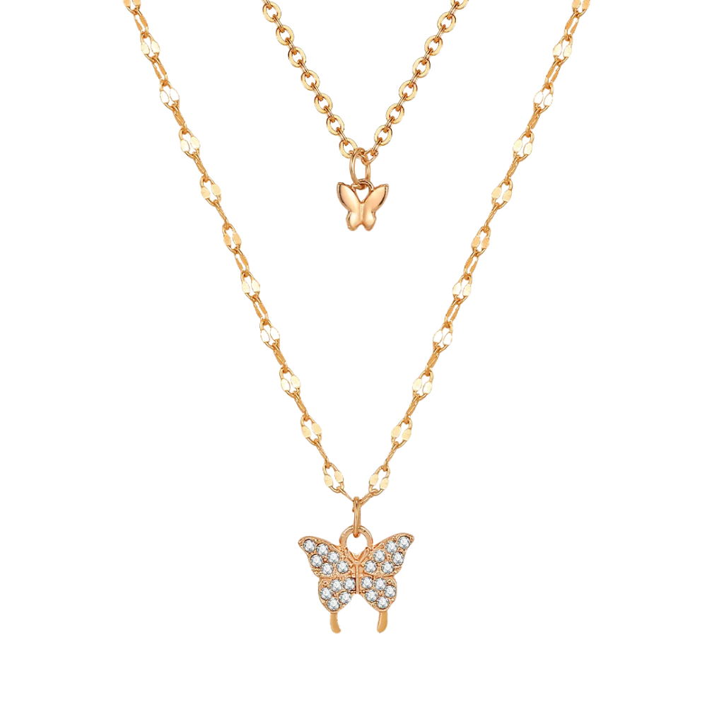 Collier Double Chaîne Papillon