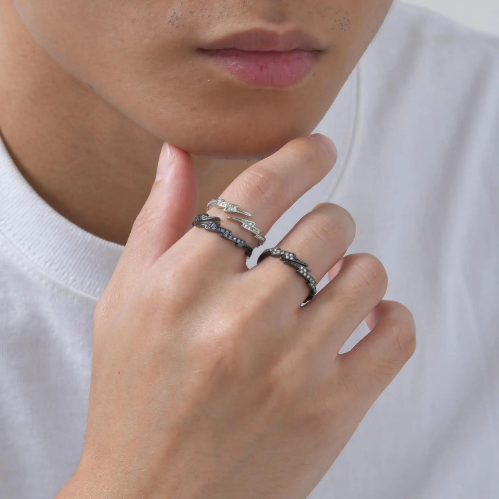 Bague Éclair Noir homme