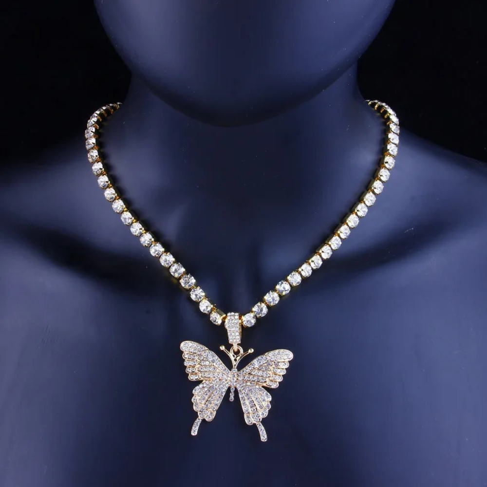 Collier Papillon Strass