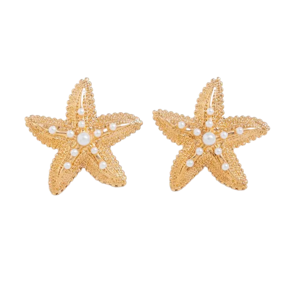Boucles d'Oreilles Étoile de Mer Perles