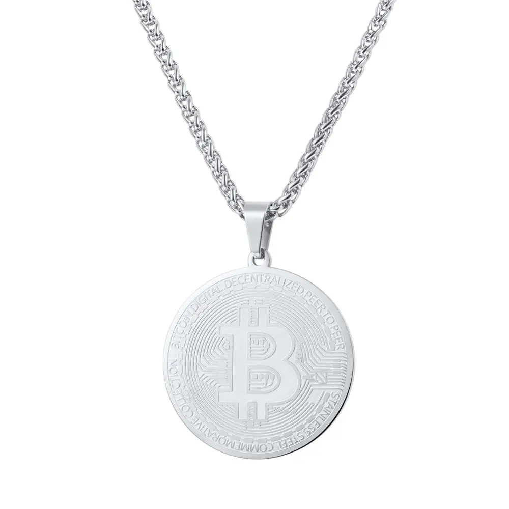 Collier Bitcoin argent