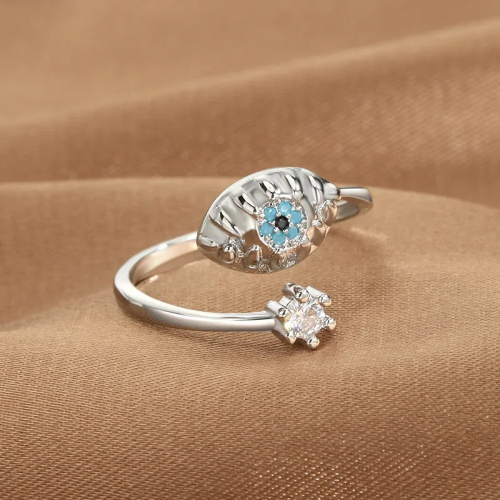Bague Oeil Bleu Diamant argent