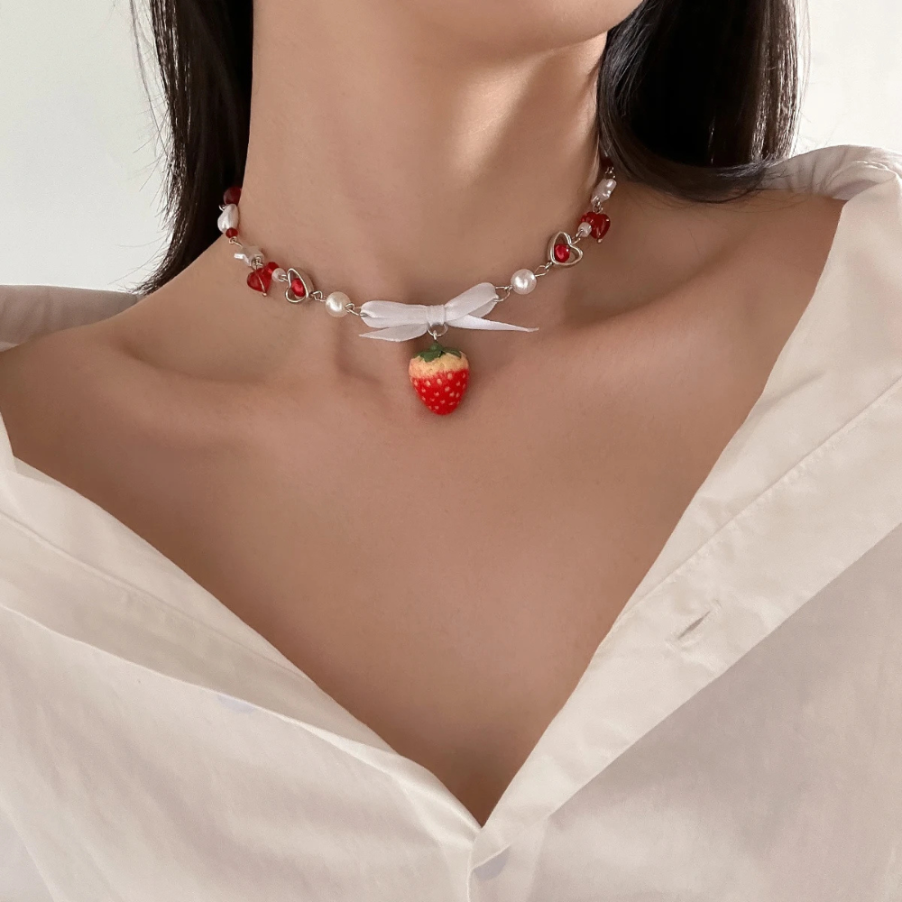 Collier Perles Fraise
