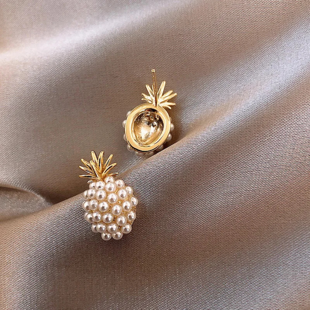Boucles d'Oreilles Ananas Blanches
