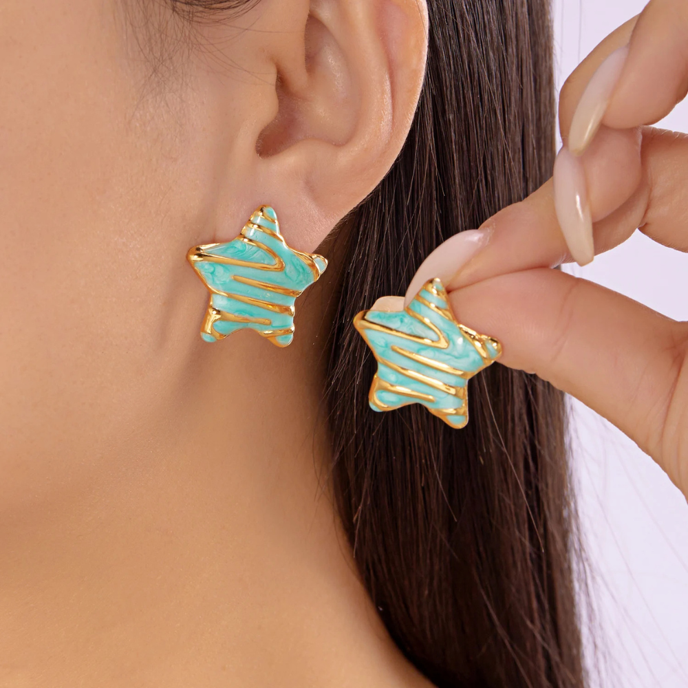 Boucles d'Oreilles Étoile vert