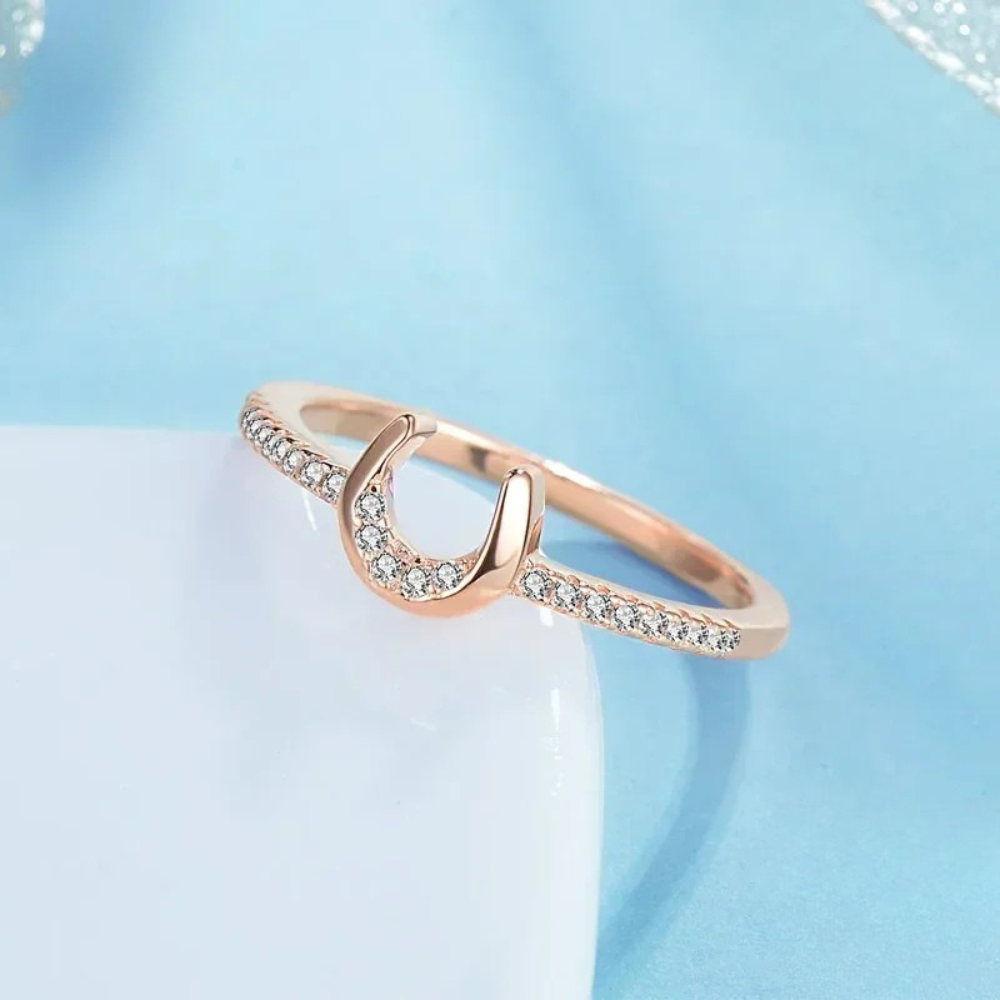 Bague Fer à Cheval Rose diamant