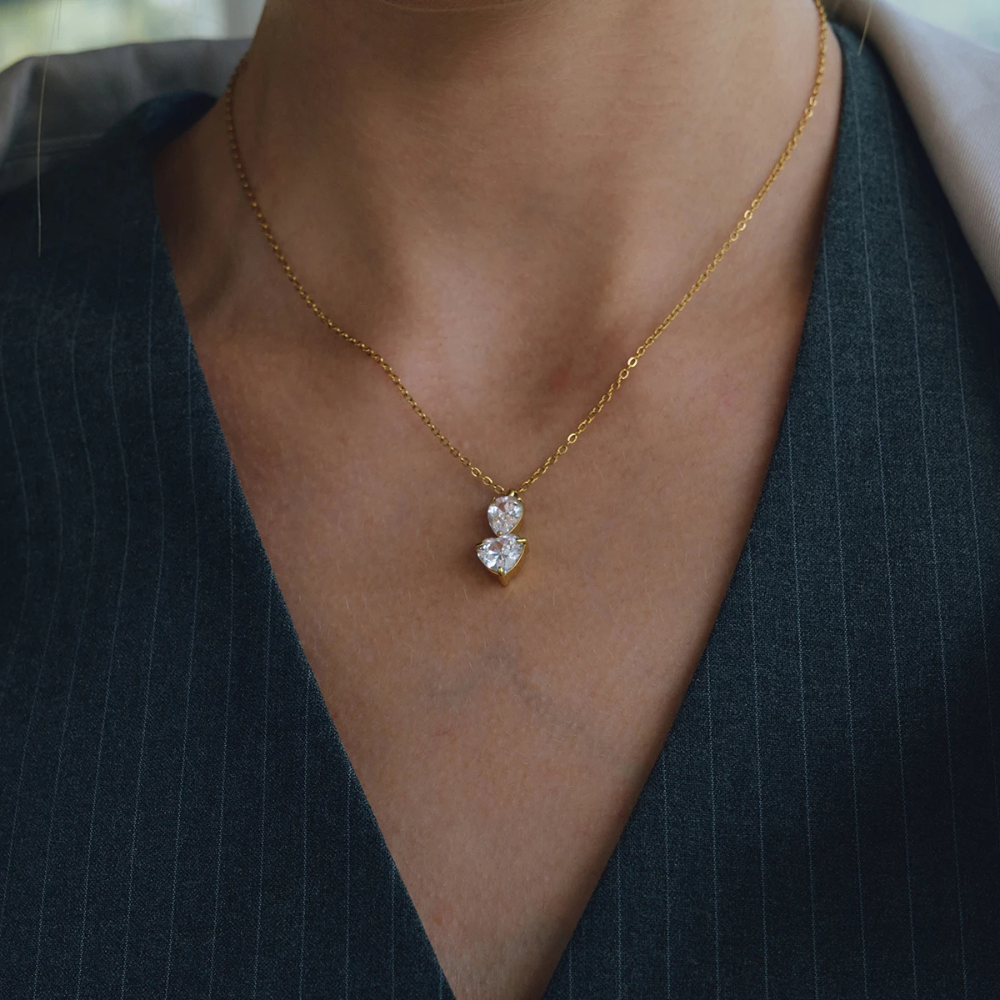 Collier Zircon Coeur blanc