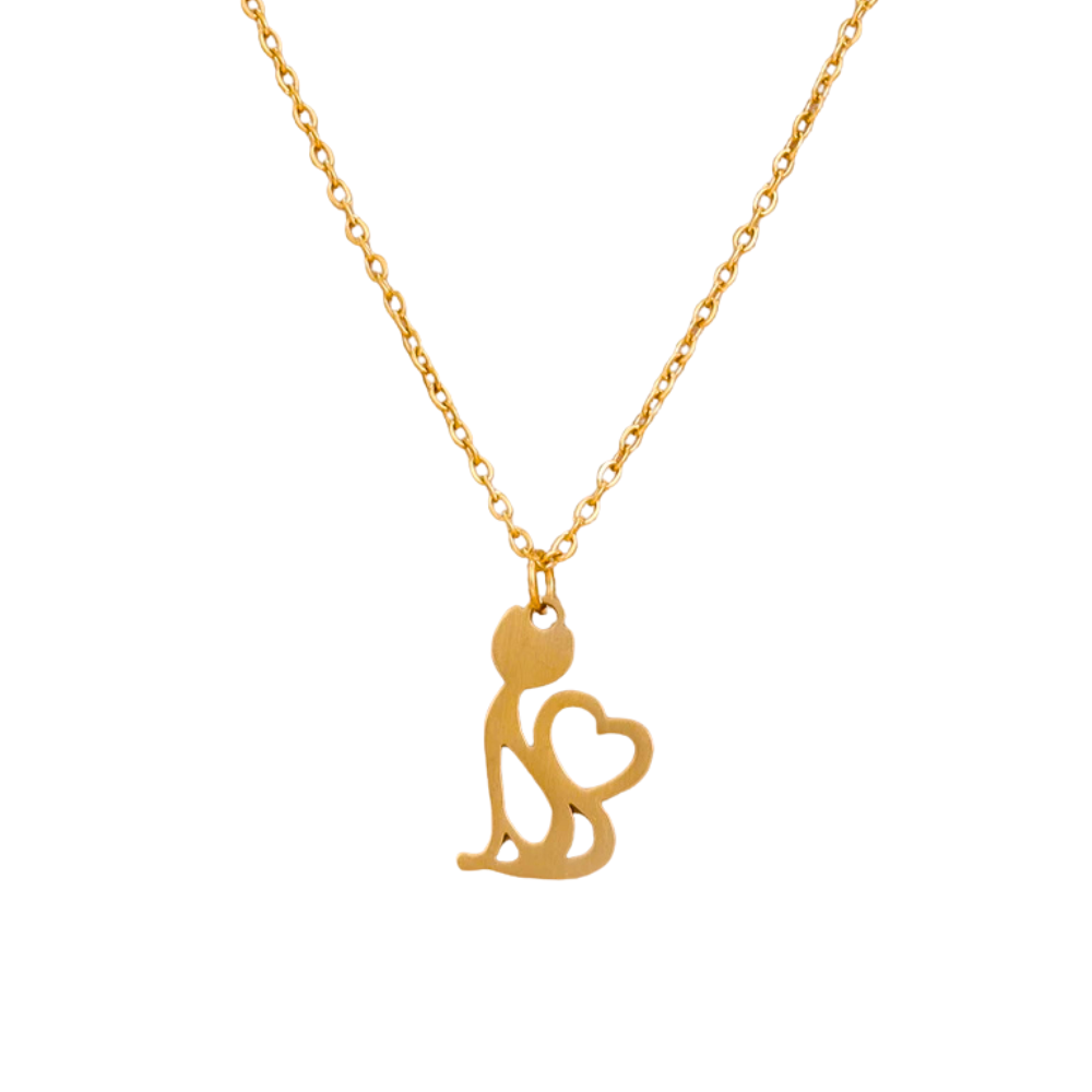 Collier Pendentif Chat Coeur