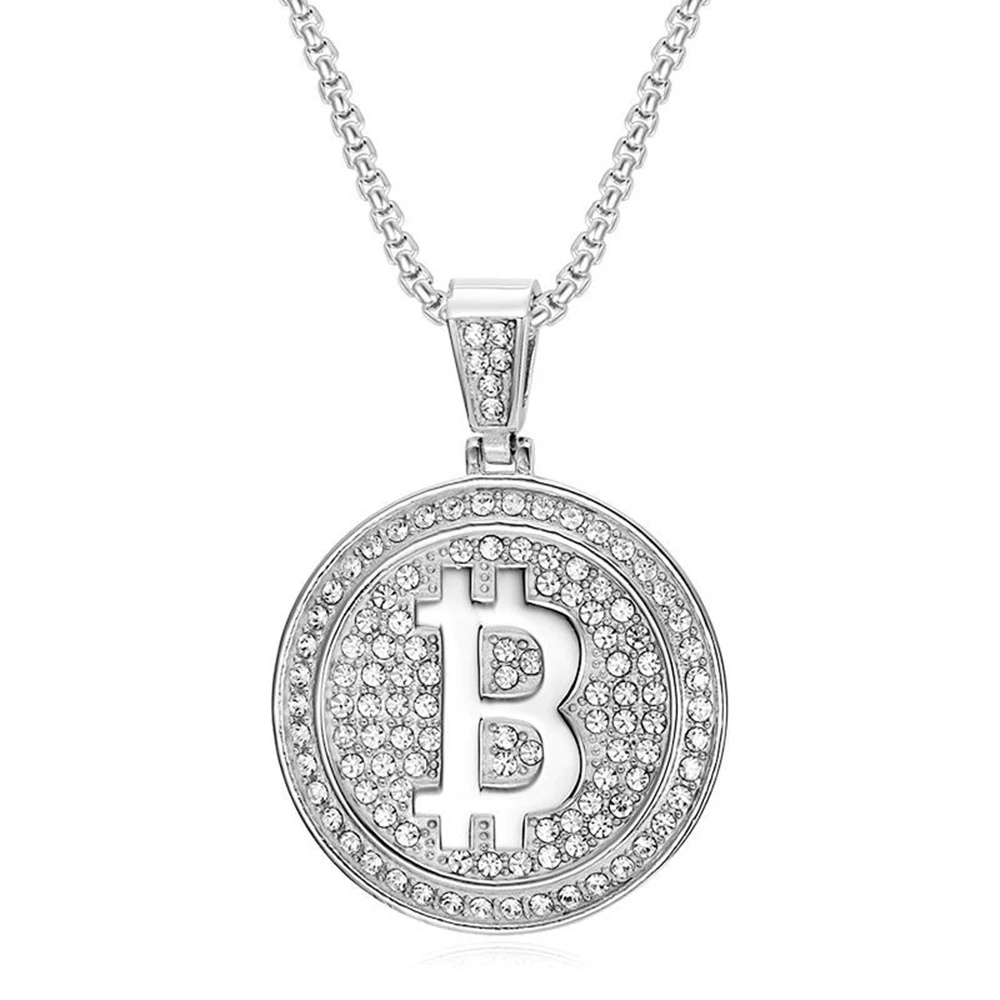 Collier Bitcoin Brillant argent