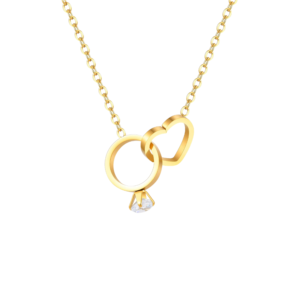 Collier Coeur et Bague Fiançailles