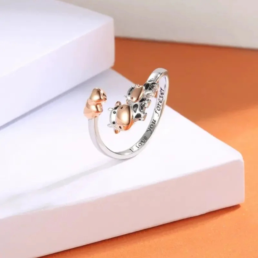 Bague Vache Cœur rose
