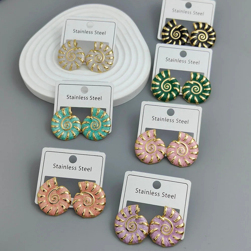 Boucles d'Oreilles Coquillage Or et Couleurs femme