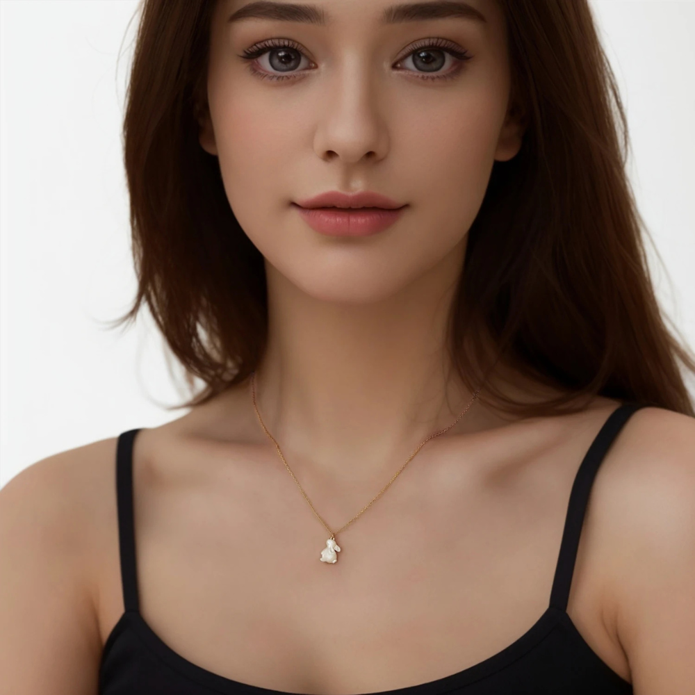 Collier Lapin Nacre Blanc femme