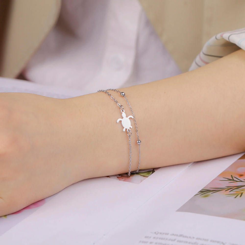 Bracelet Tortue Acier Argenté femme