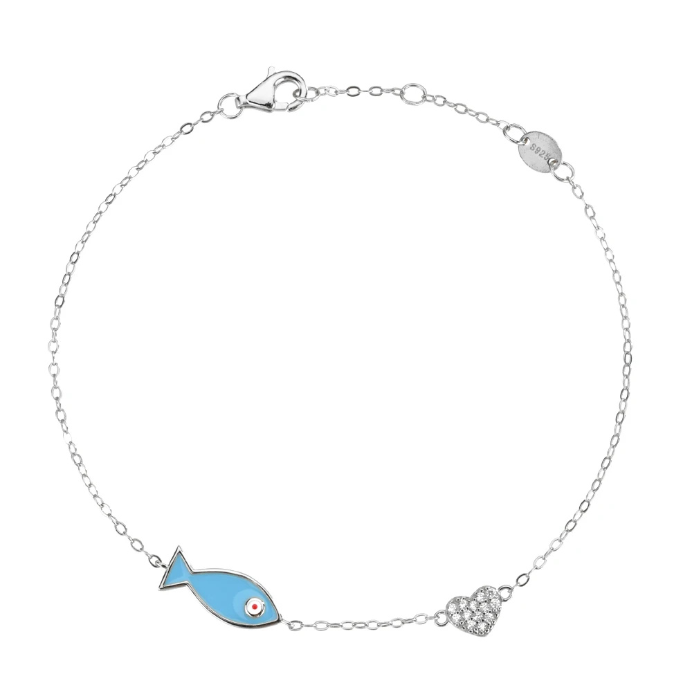 Bracelet Poisson Cœur argent