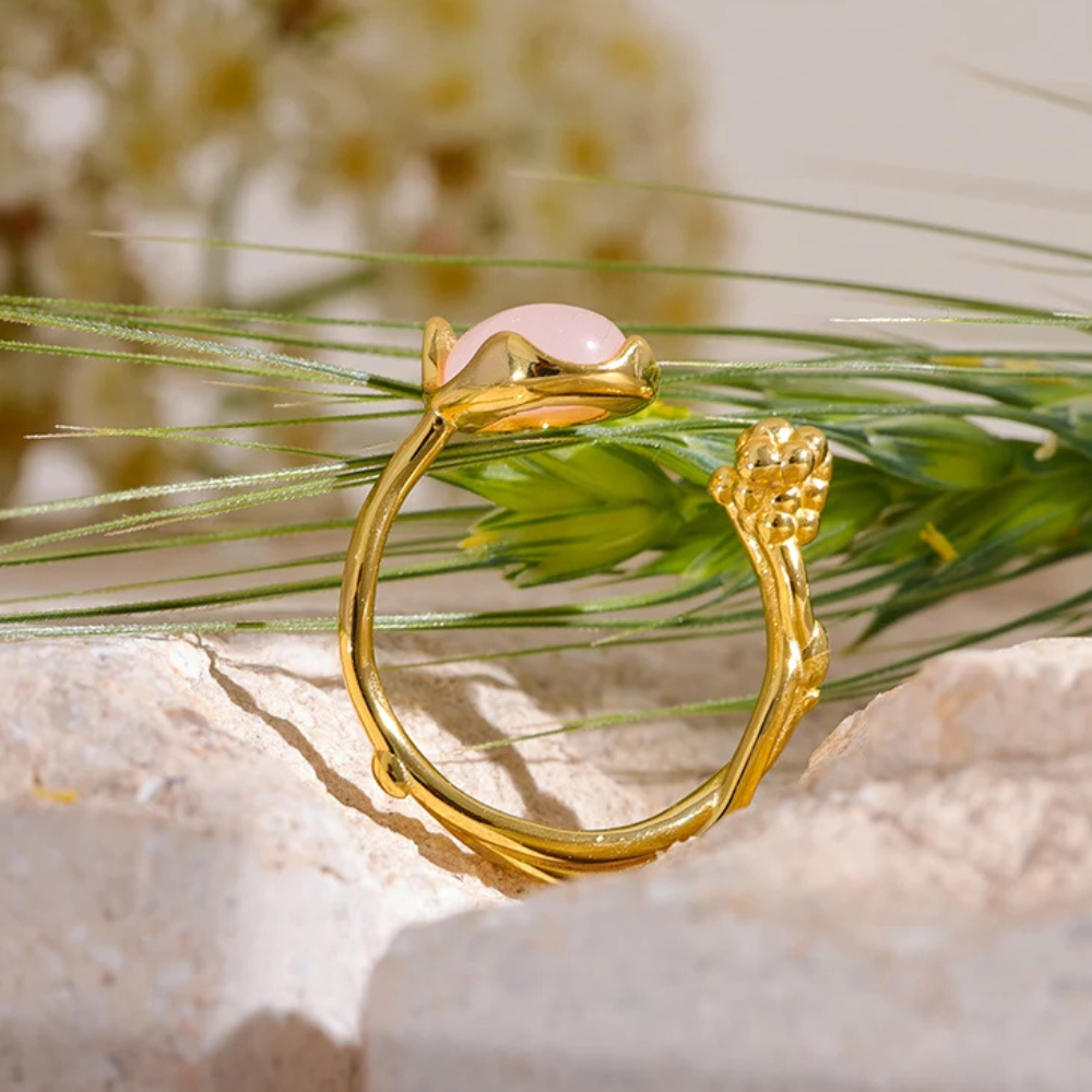 Bague dorée Quartz Rose