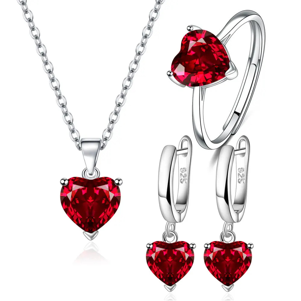 Ensemble Bijoux Coeur rouge