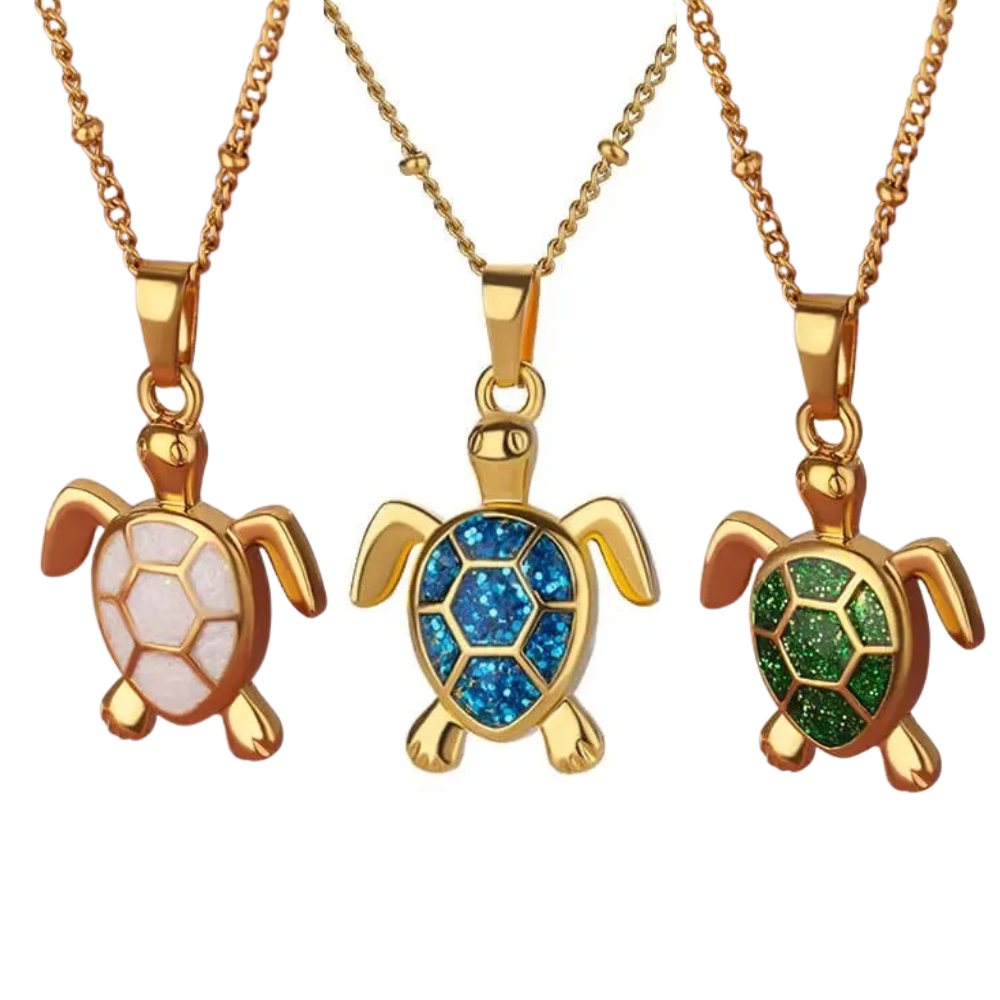 Collier Tortue Doré et Couleurs