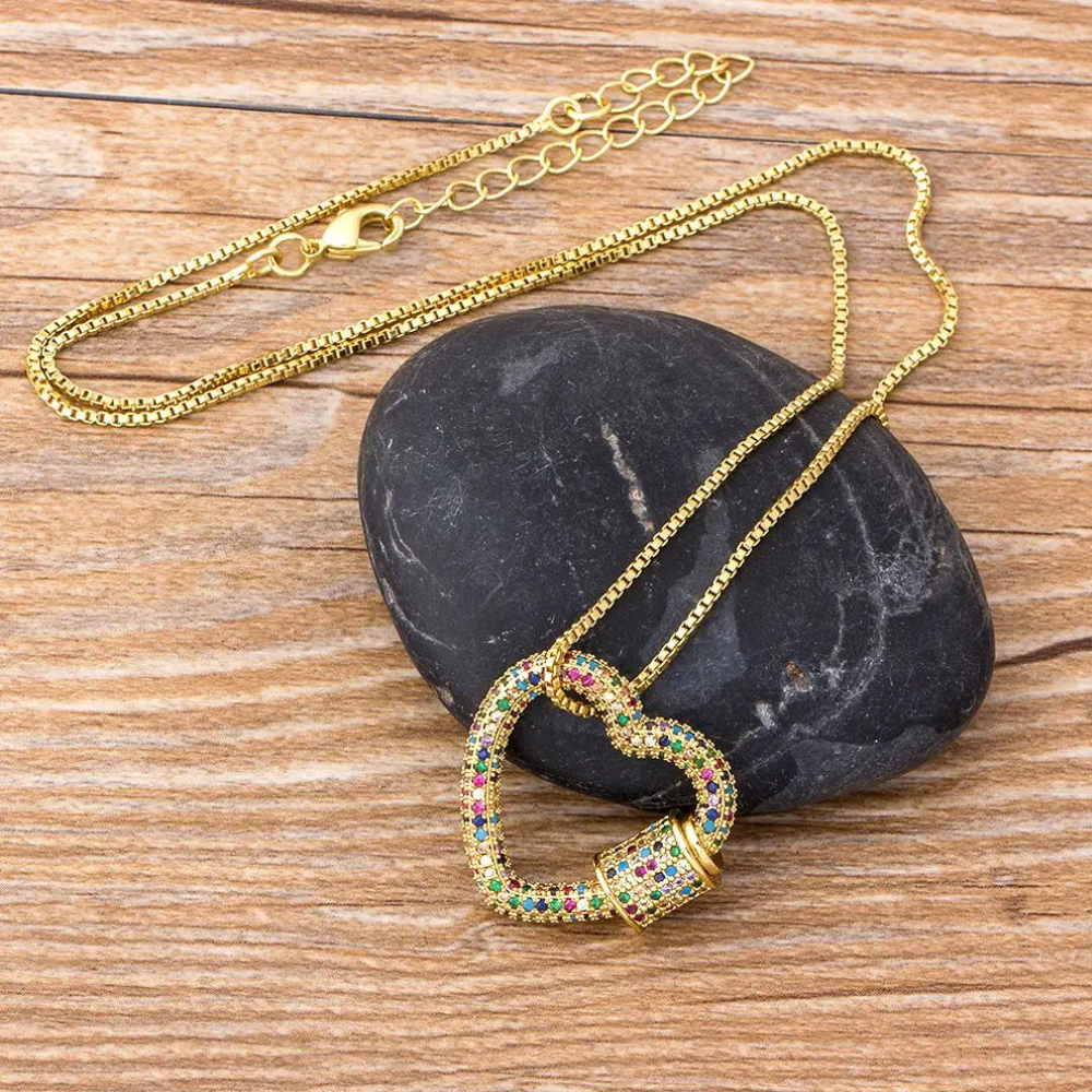 Collier Coeur Doré Strass Couleur or