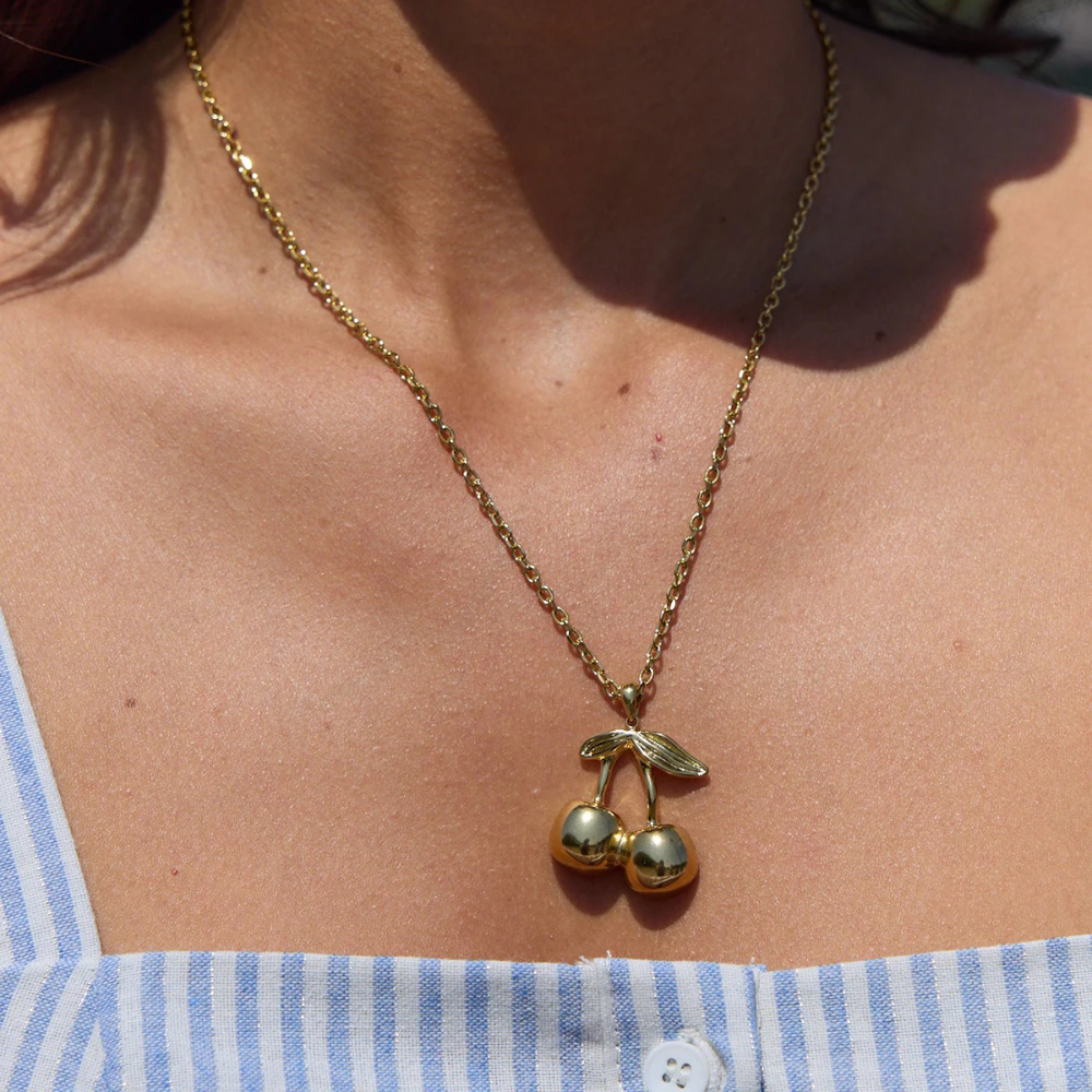 Collier Cerise Or Femme pendentif