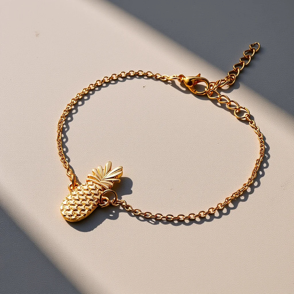 Bracelet Cheville Ananas Femme or