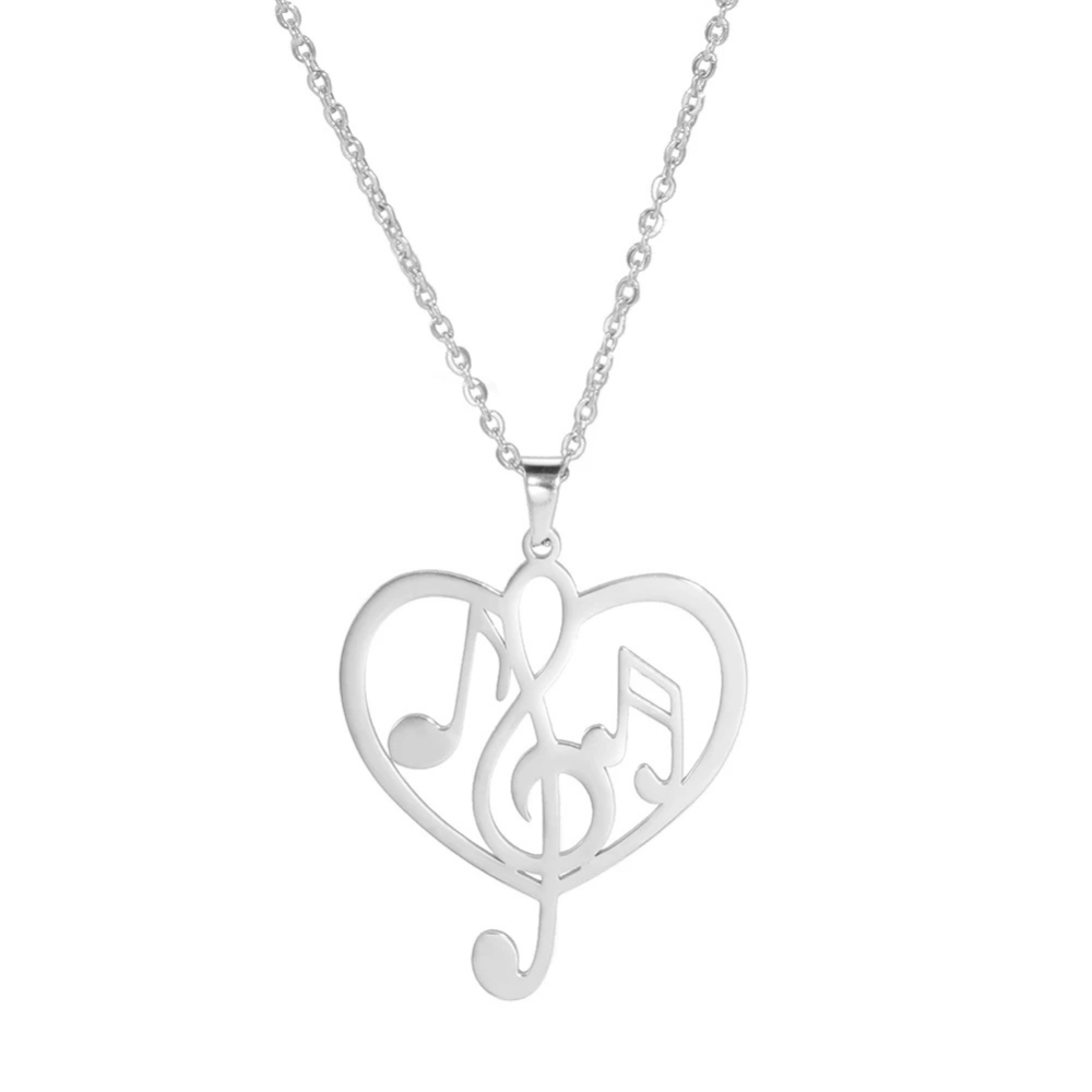 Collier Coeur Musique argent