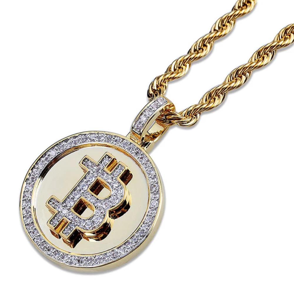 Collier Bitcoin Strass or