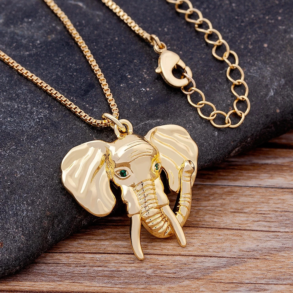 Collier Grosse Tête d'Éléphant doré