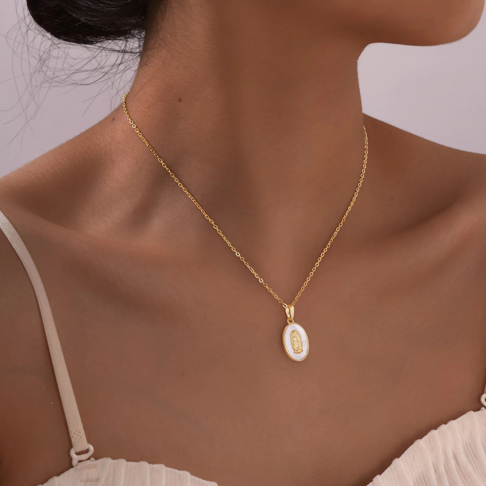 Collier Vierge Marie Blanc femme