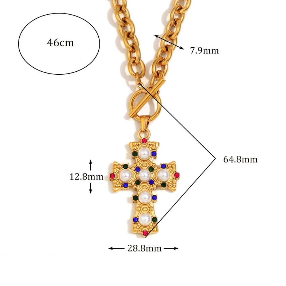 Collier Croix Dorée Design femme
