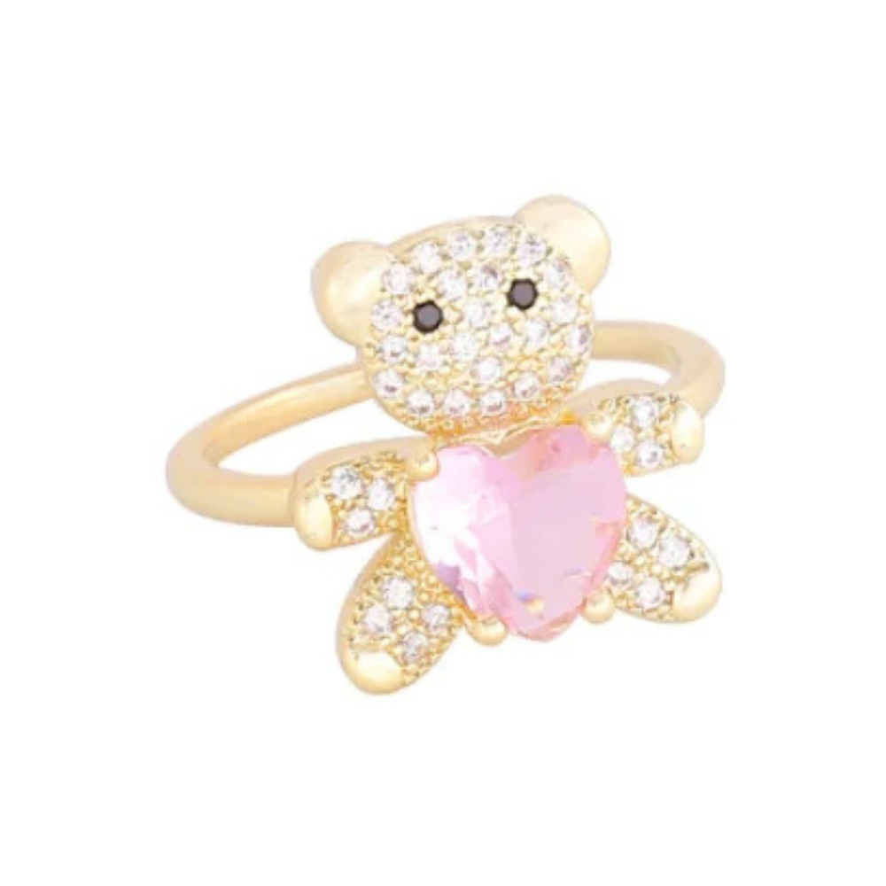 Bague Ourson Cœur rose