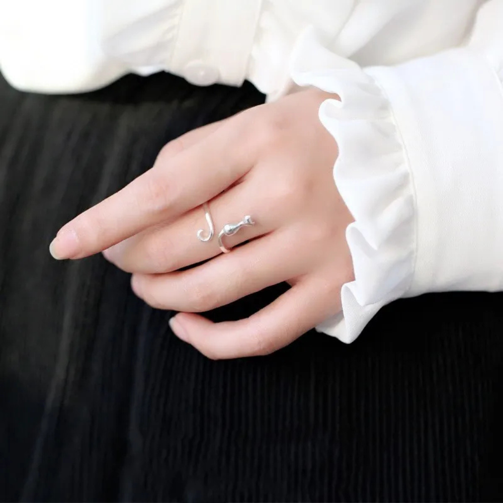 Bague Chat Réglable femme