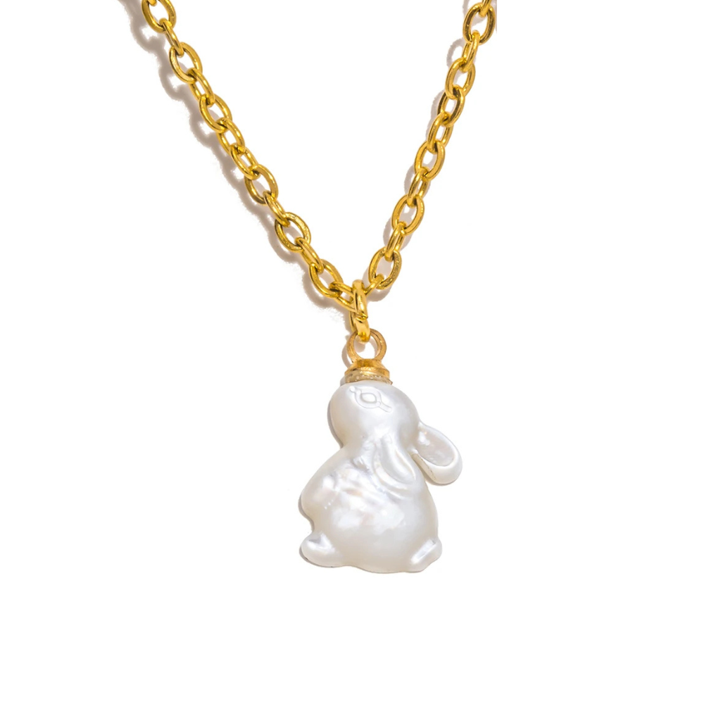 Collier Lapin Nacre Blanc