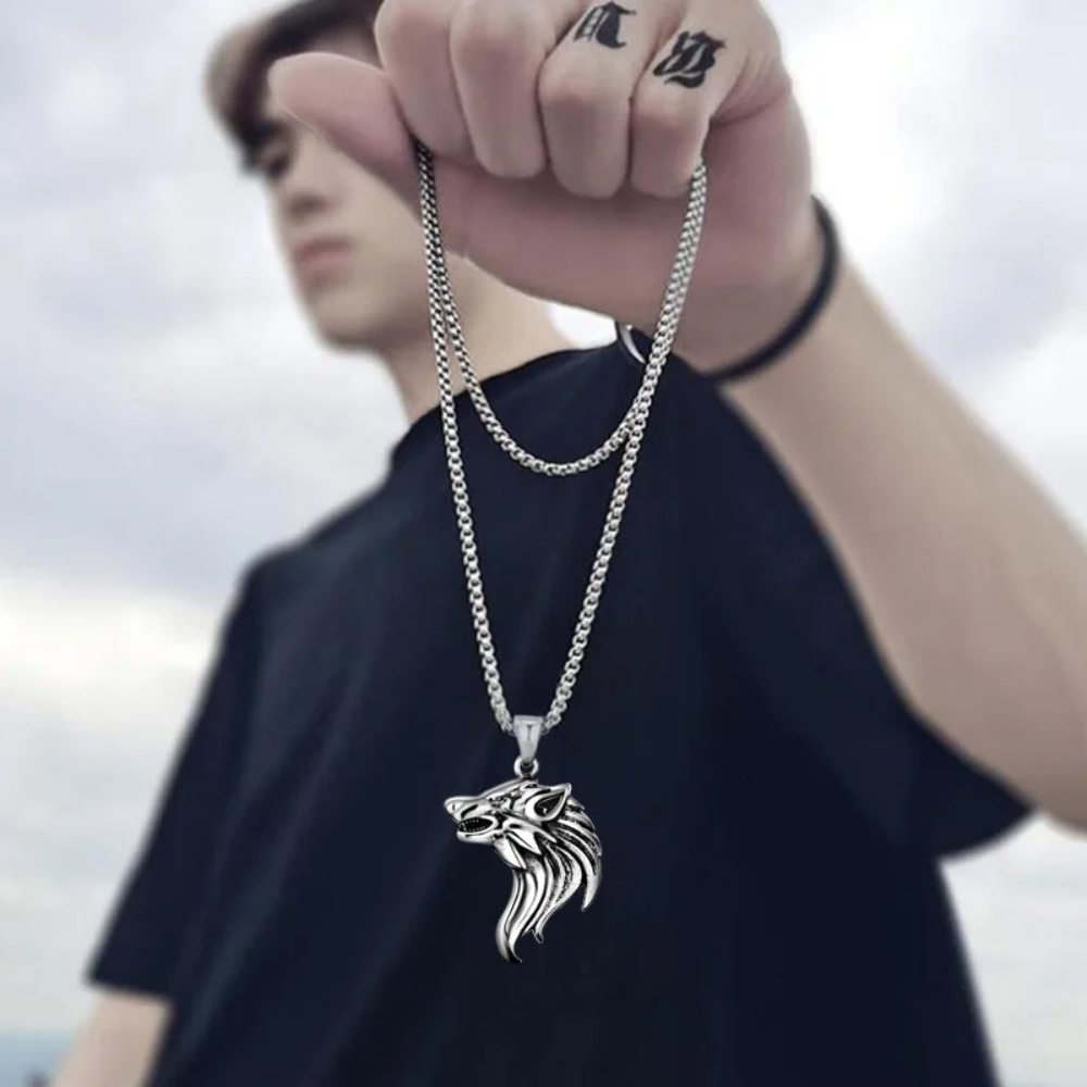Collier Tête de Loup Homme
