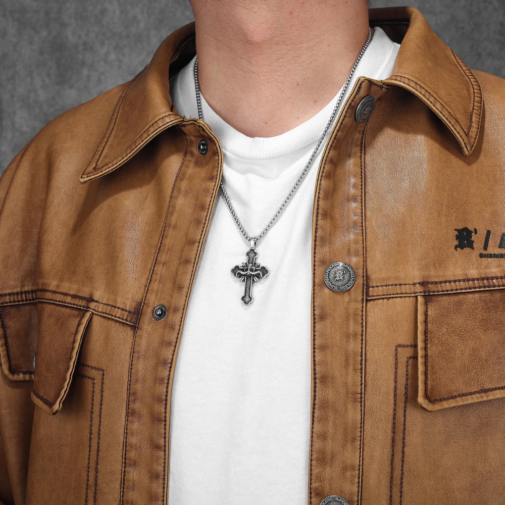 Collier Croix Gothique Homme acier