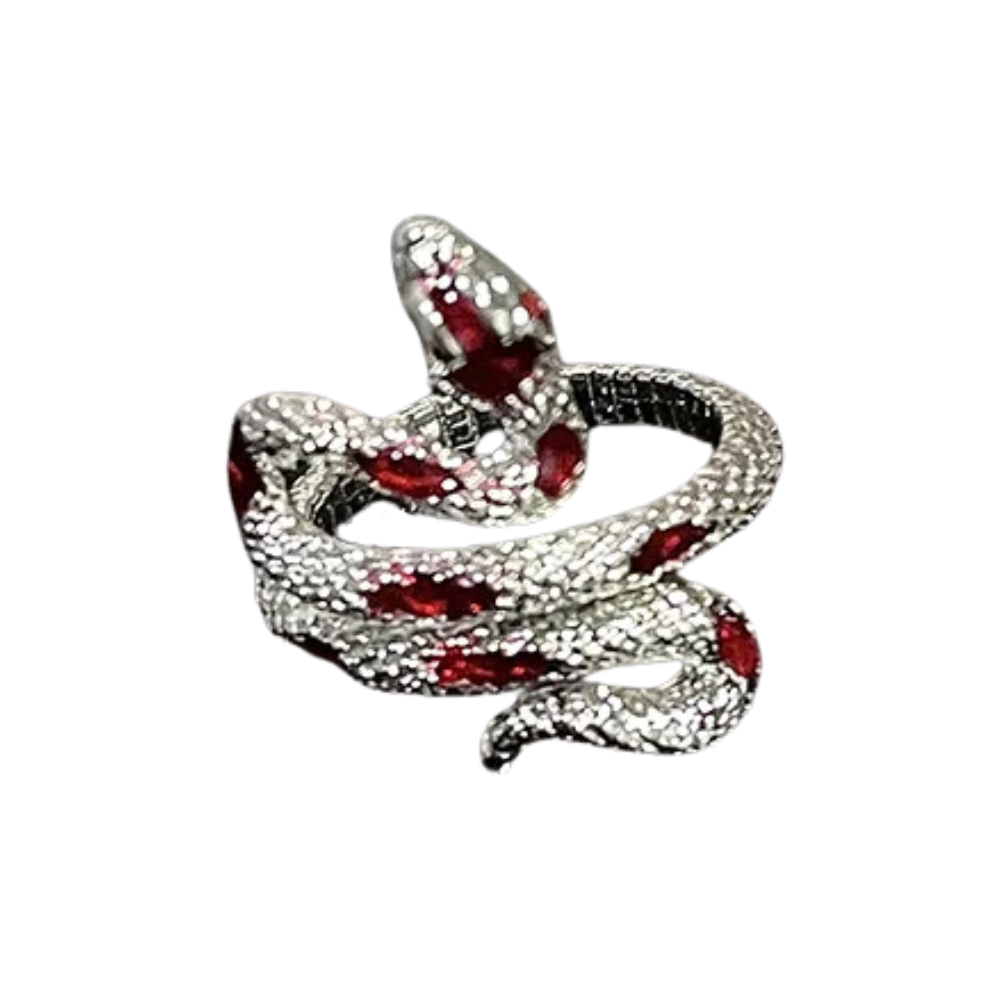 Bague Serpent Argent et rouge