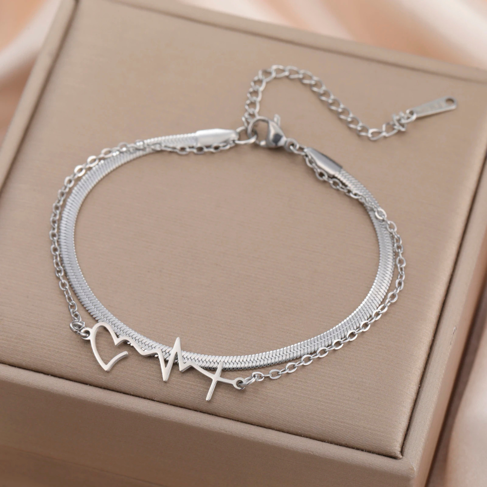 Bracelet Battement de Cœur Femme argent