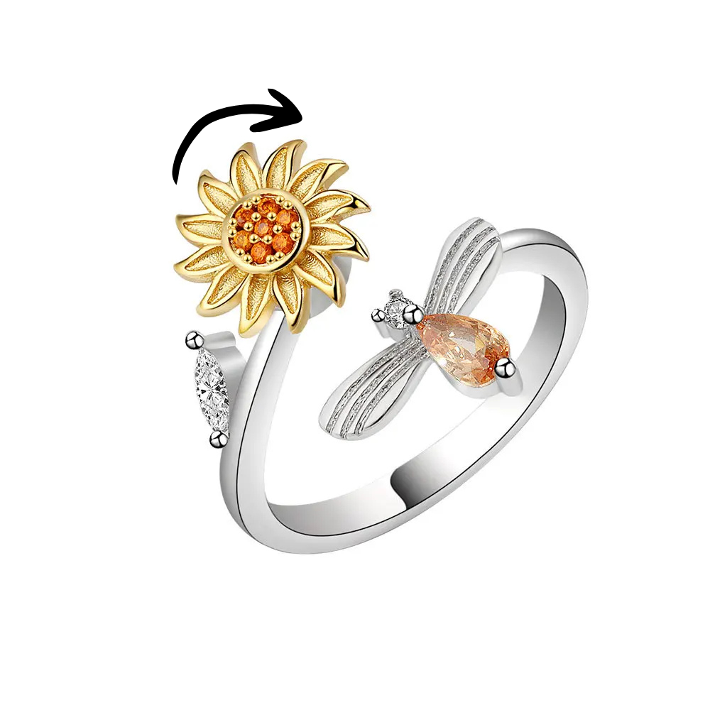 Bague Abeille et Fleur qui Tourne