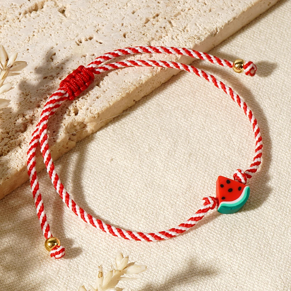 Bracelet Pastèque Tissu rouge